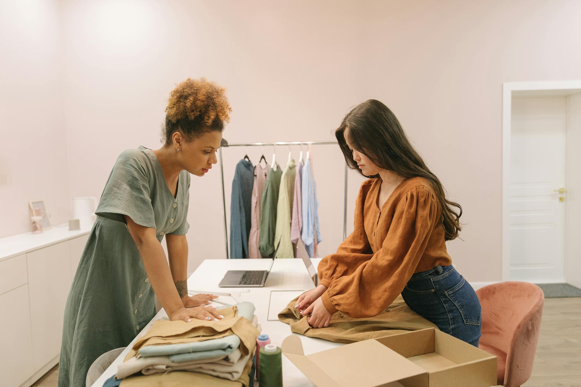 women packing an ordered blouse