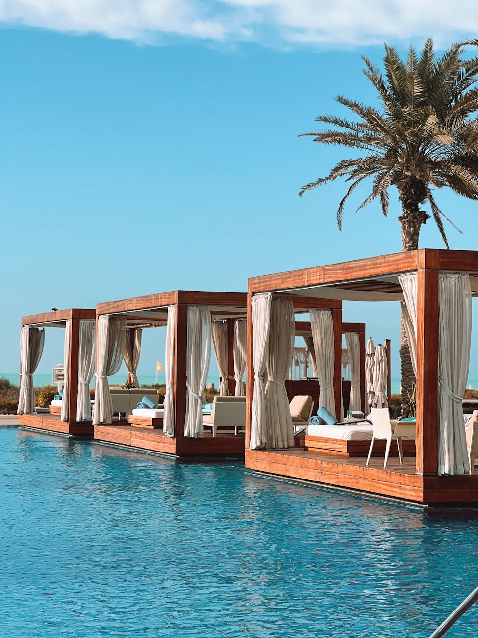 lounges on swimming pool